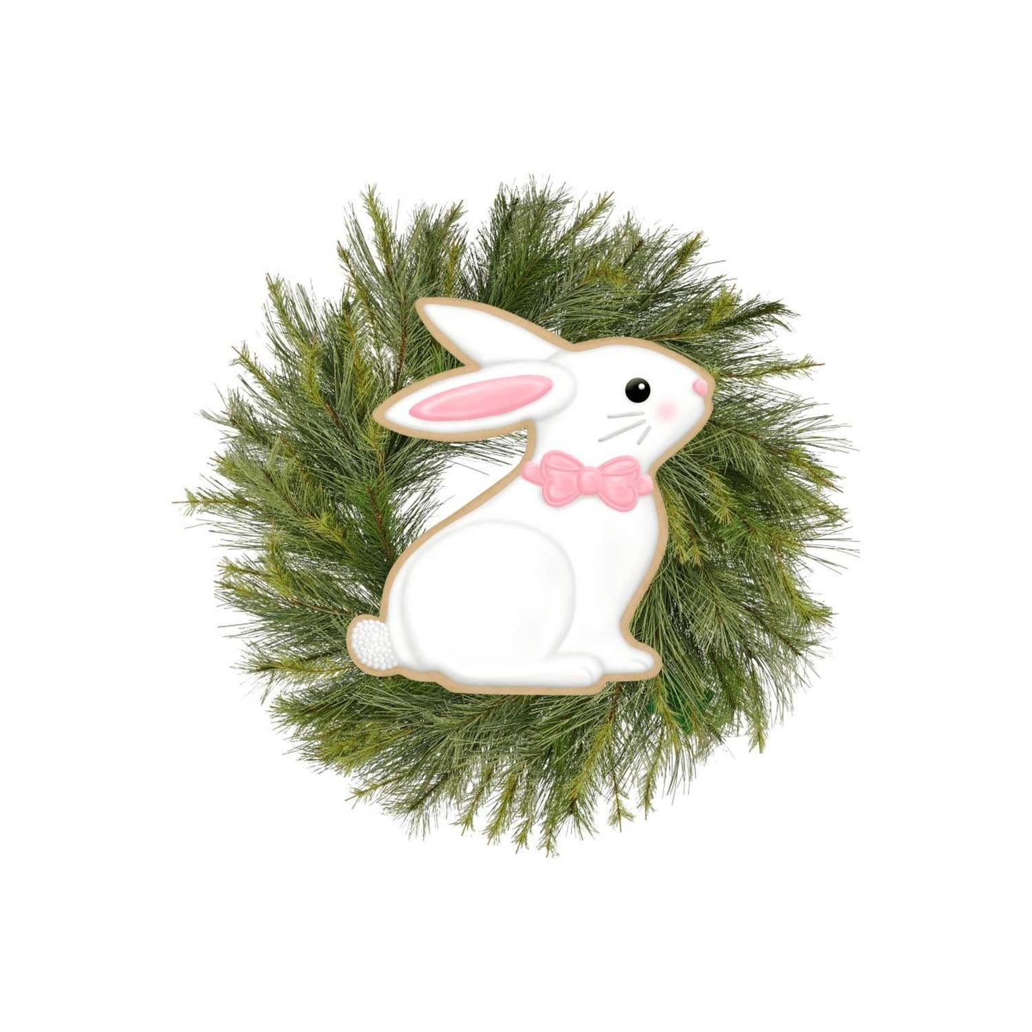 12" Metal Cookie Bunny Sign: White