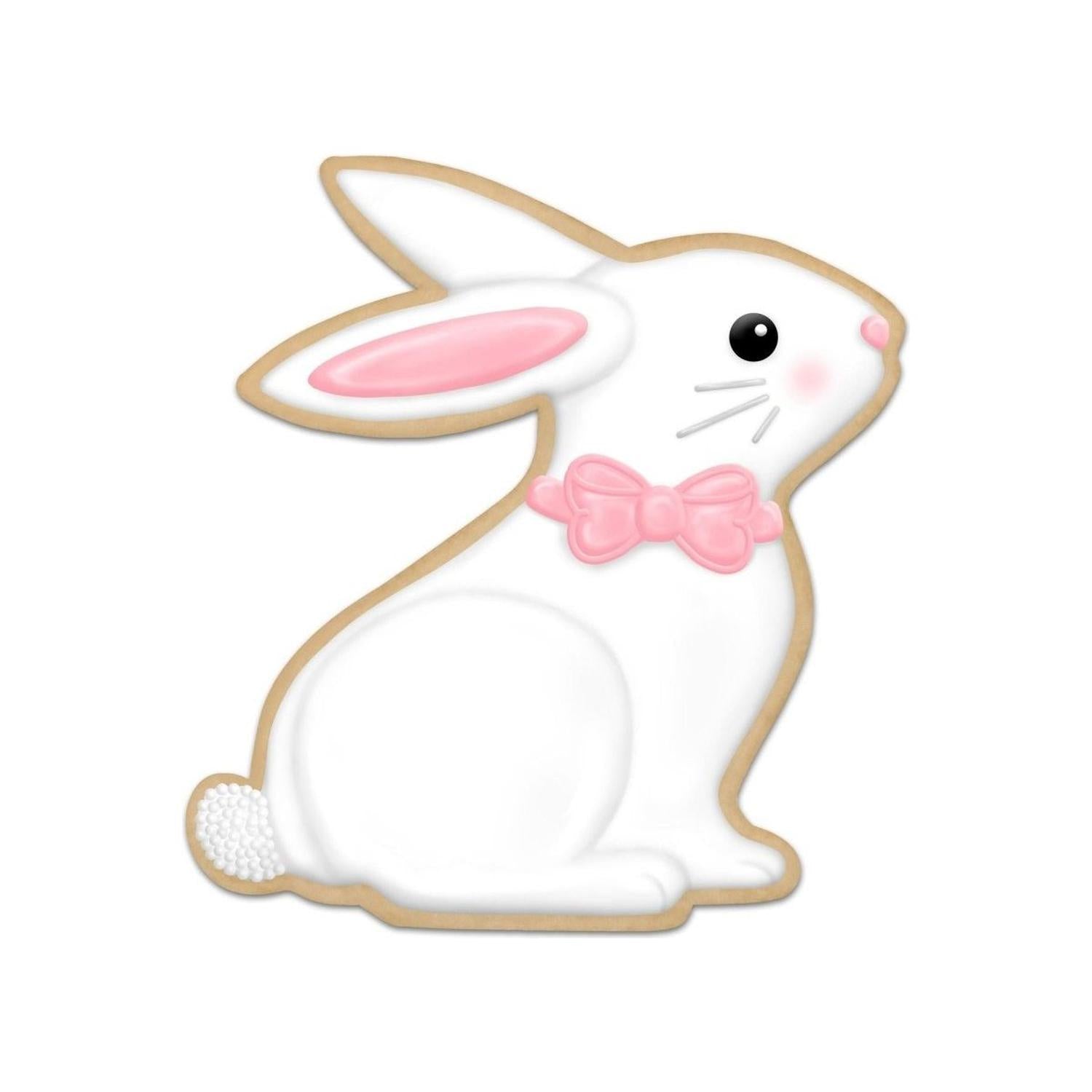 12" Metal Cookie Bunny Sign: White