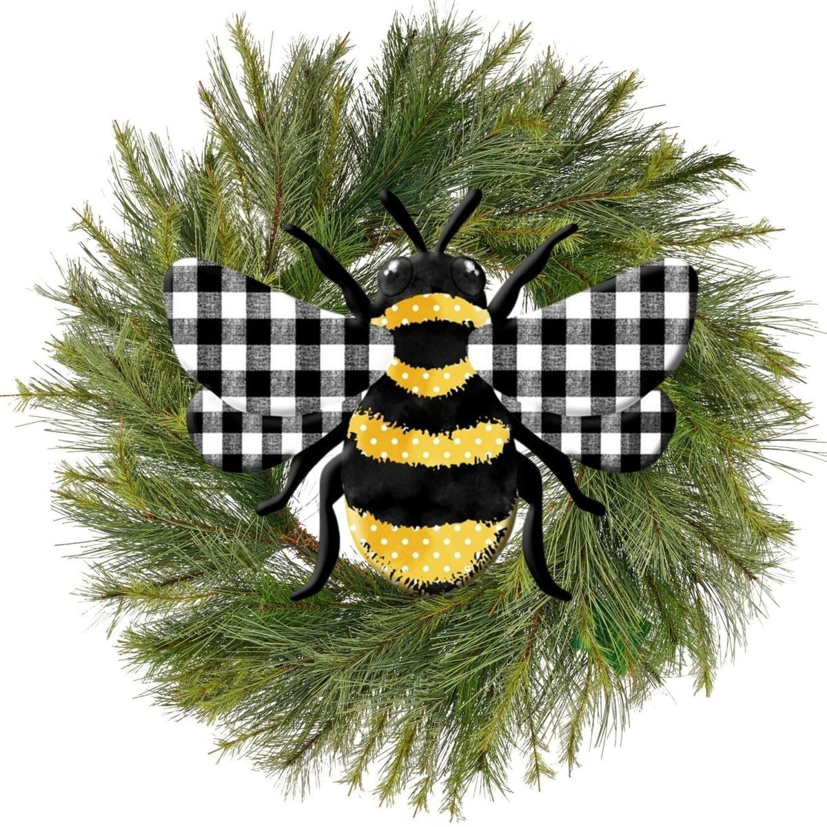 Shop For 12" Metal Embossed Bee Hanger: Plaid Check
