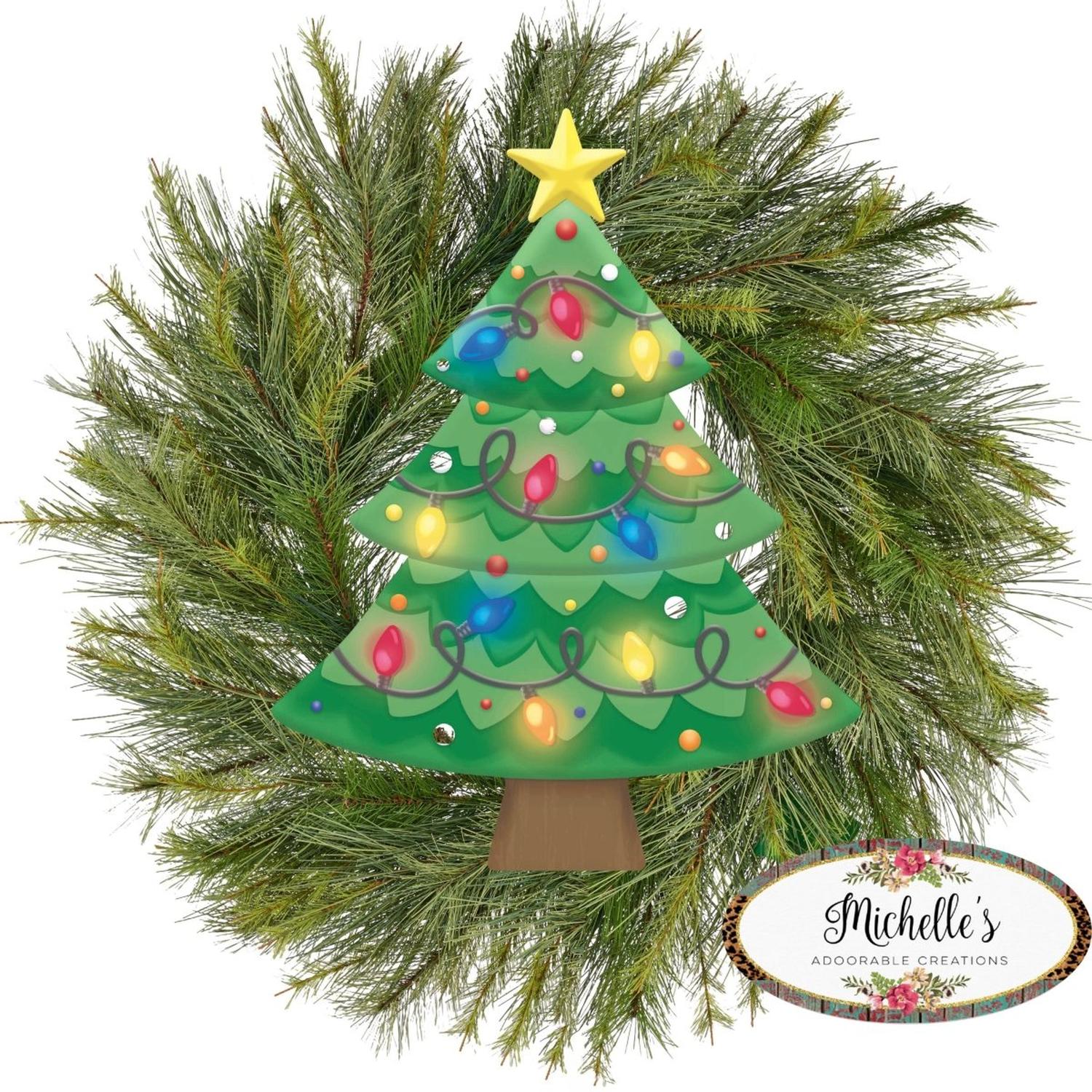 12" Metal Embossed Hanger: Christmas Lights