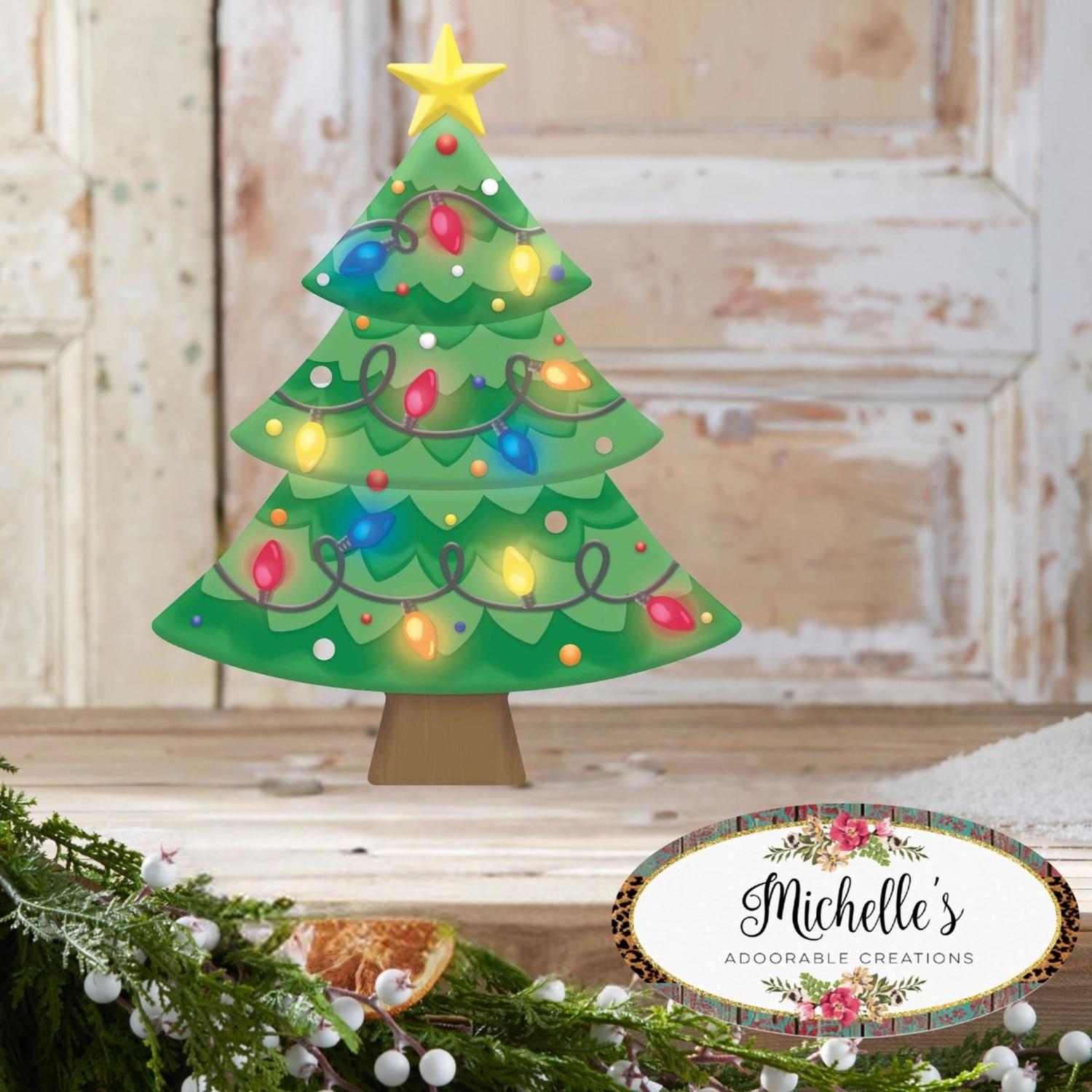 12" Metal Embossed Hanger: Christmas Lights