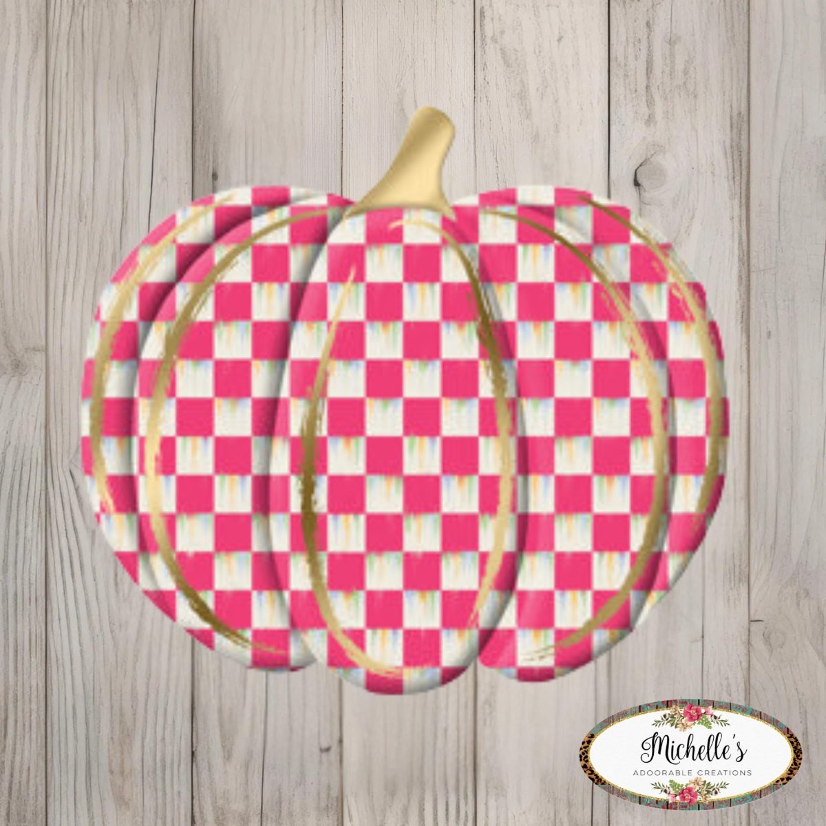 Shop For 12" Metal Embossed Hanger: Hot Pink Check