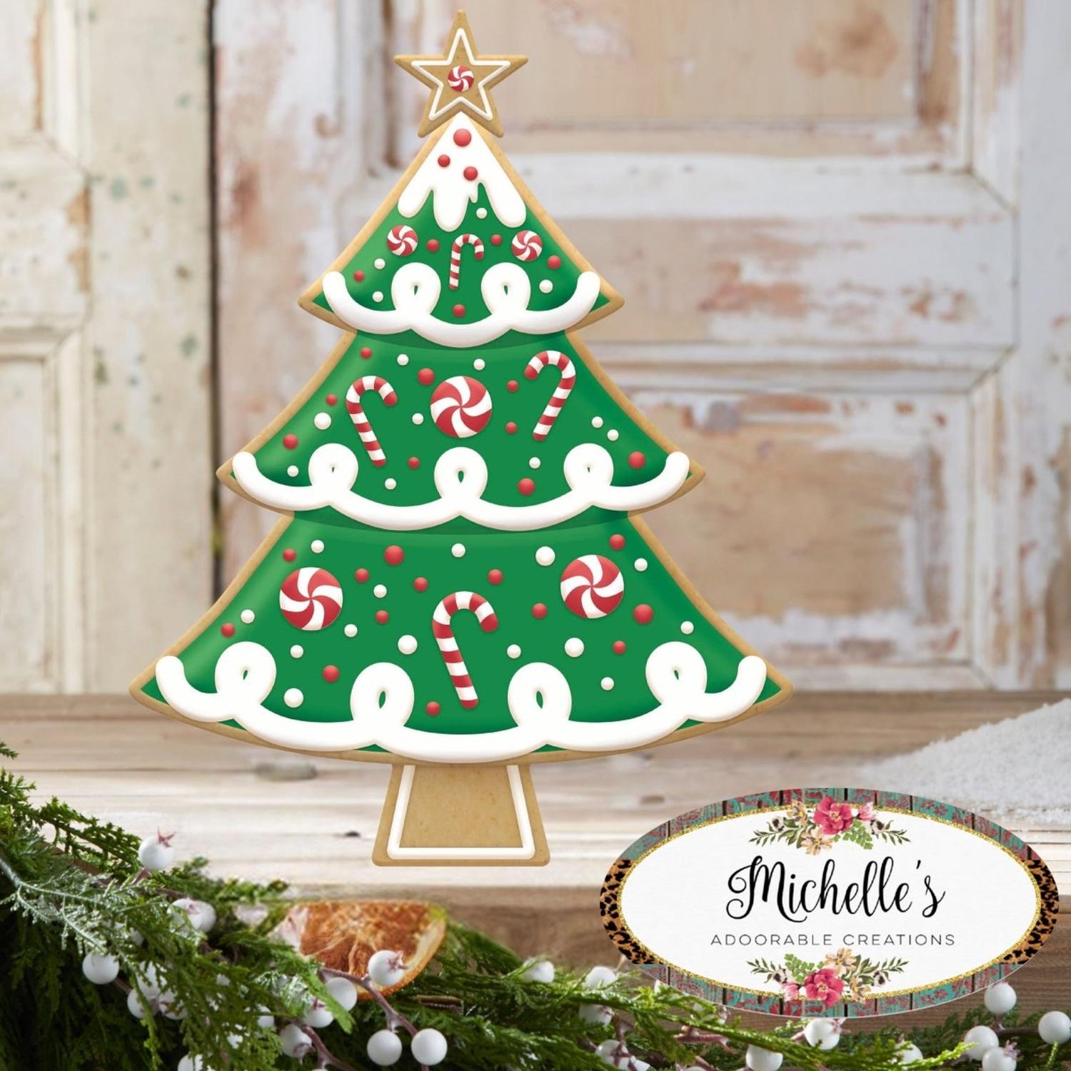 12" Metal Embossed Hanger: Peppermint Cookie Tree