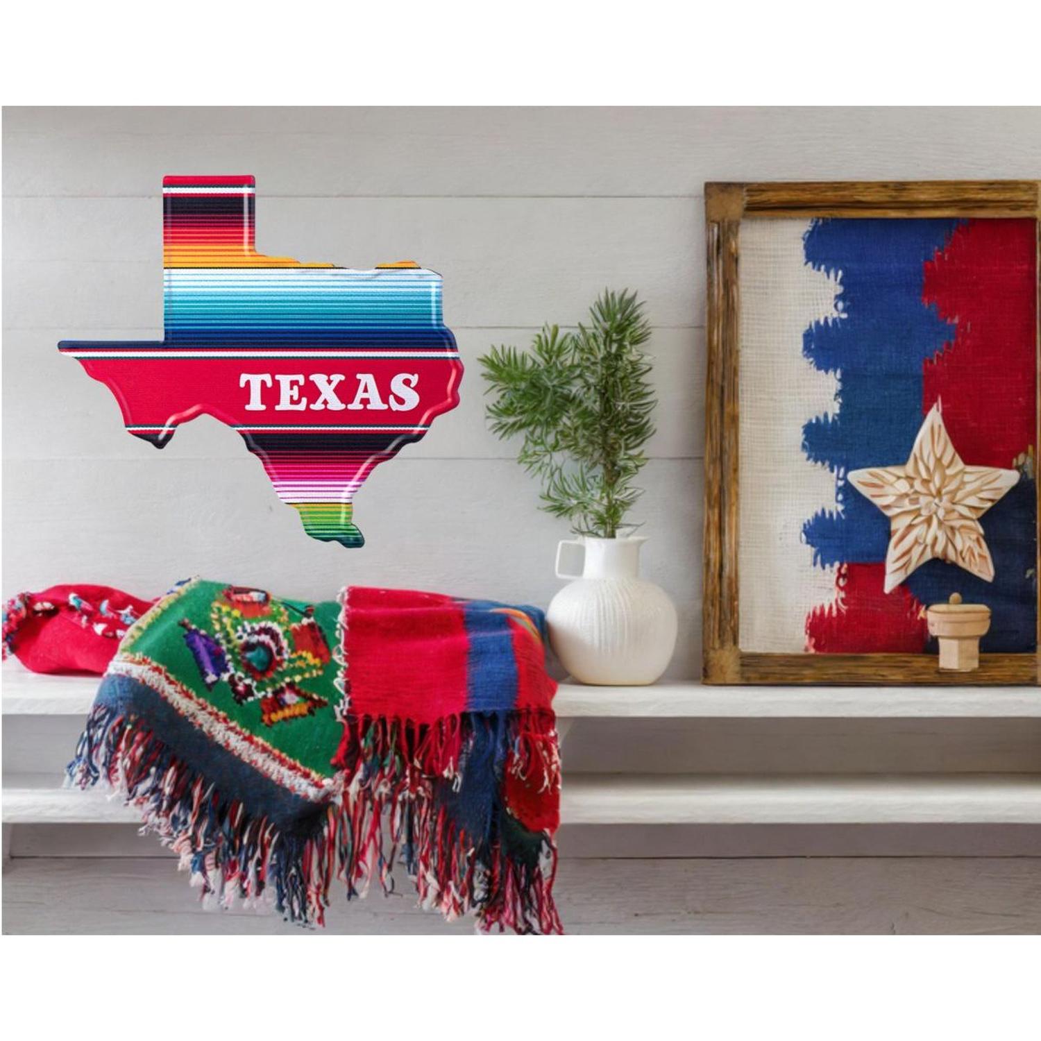 12" Metal Embossed Hanger: Serape Texas