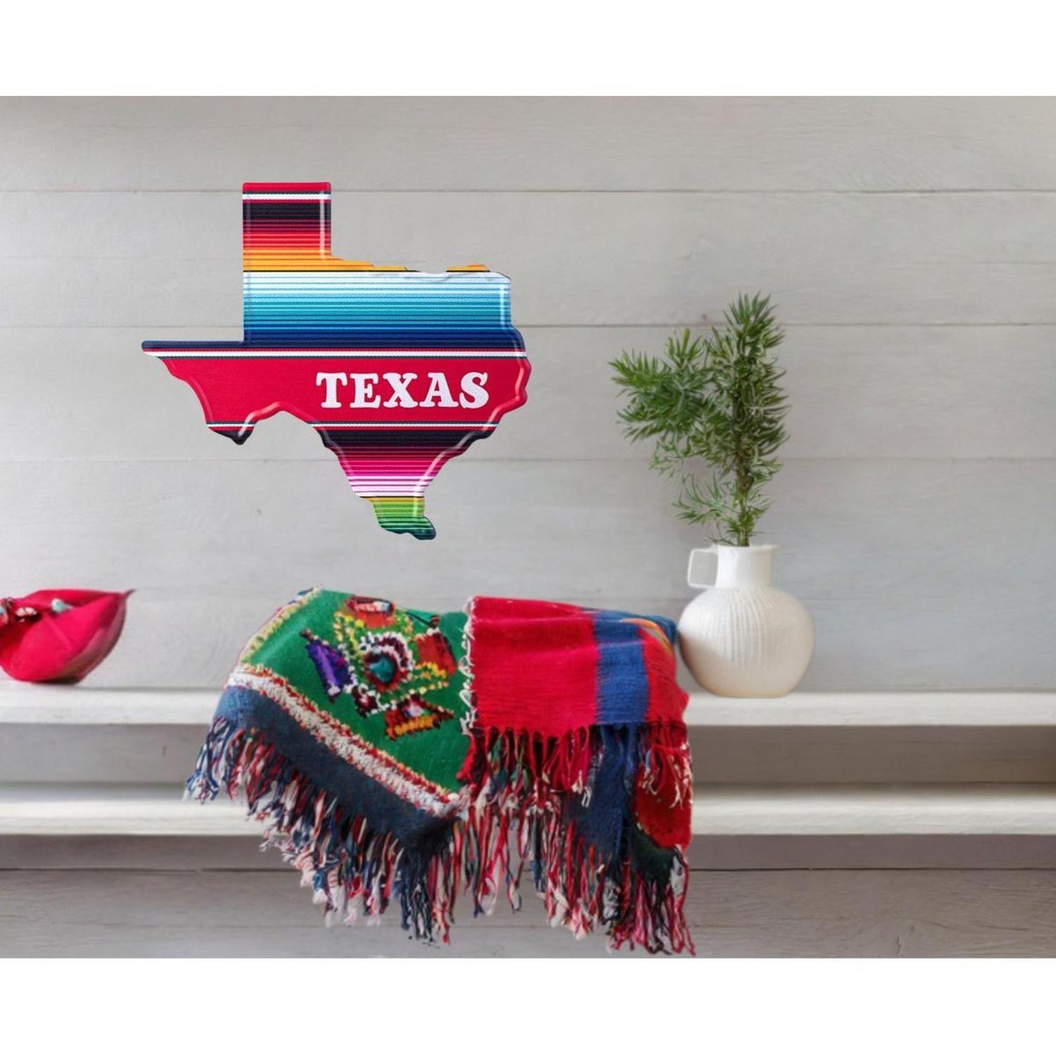 12" Metal Embossed Hanger: Serape Texas