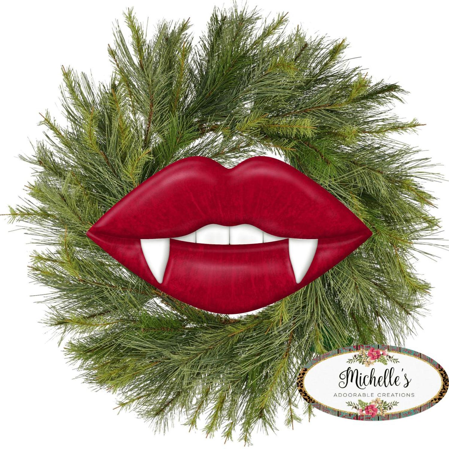 Shop For 12" Metal Embossed Hanger: Vampire Lips Red