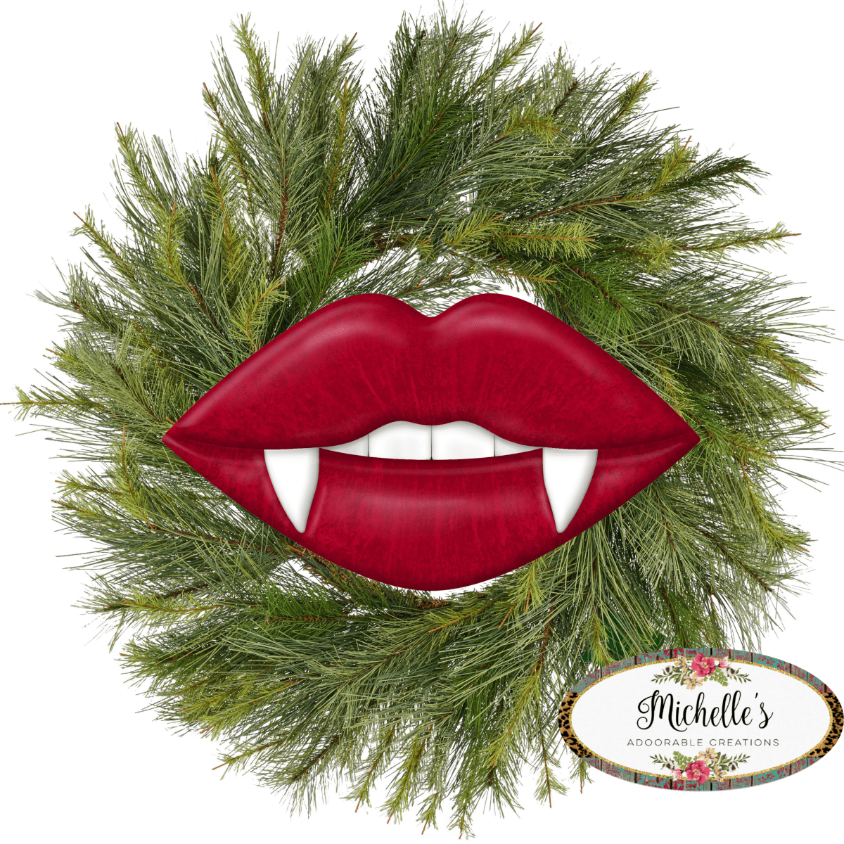 Shop For 12" Metal Embossed Hanger: Vampire Lips Red