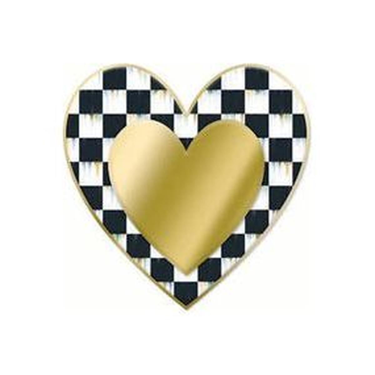 Shop For 12" Metal Embossed Heart Hanger: Black Gold Check