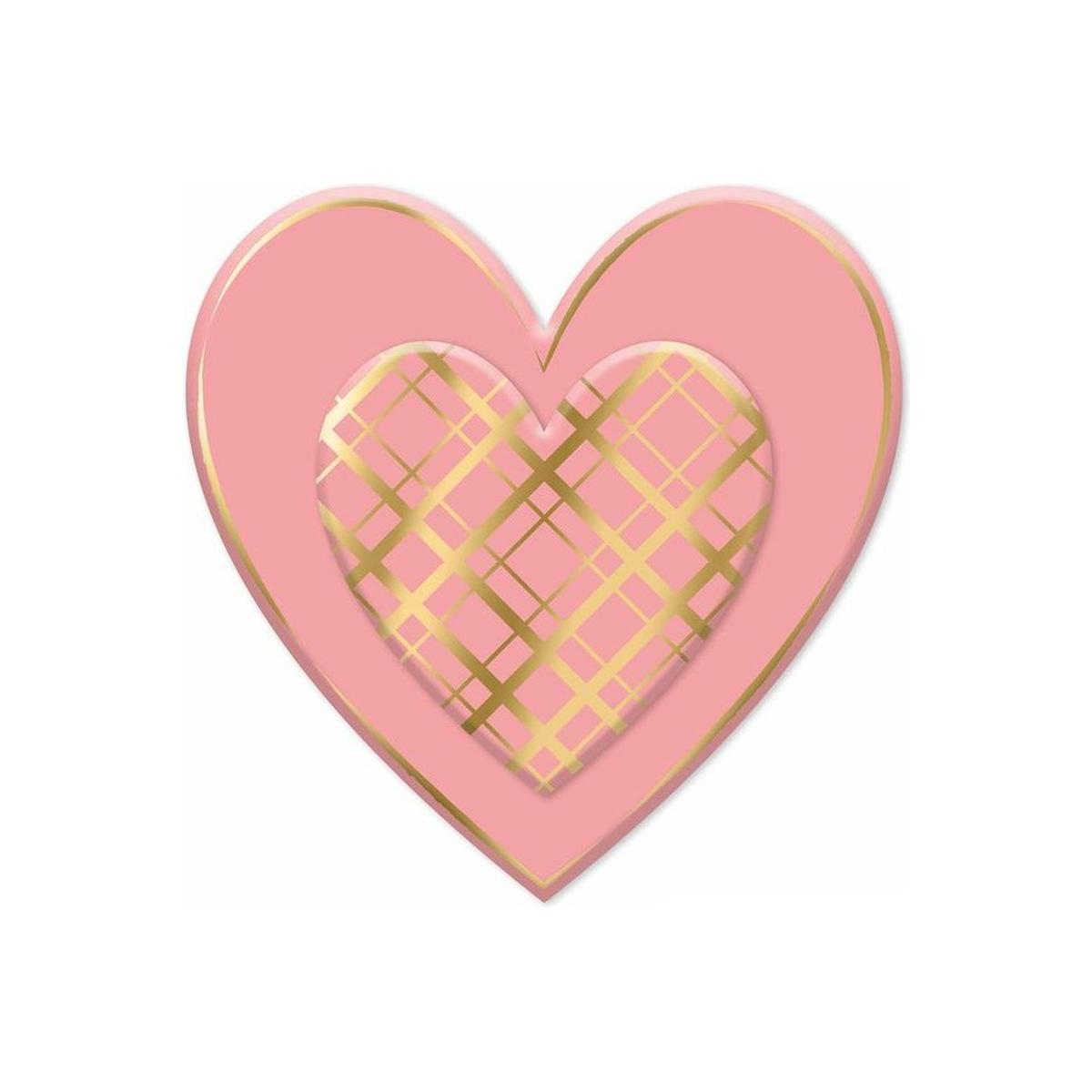 Shop For 12" Metal Embossed Heart Hanger: Pink/Gold Plaid