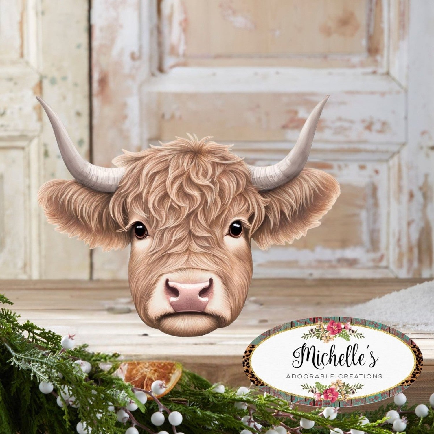 Shop For 12" Metal Embossed Highland Cow Sign: Tan