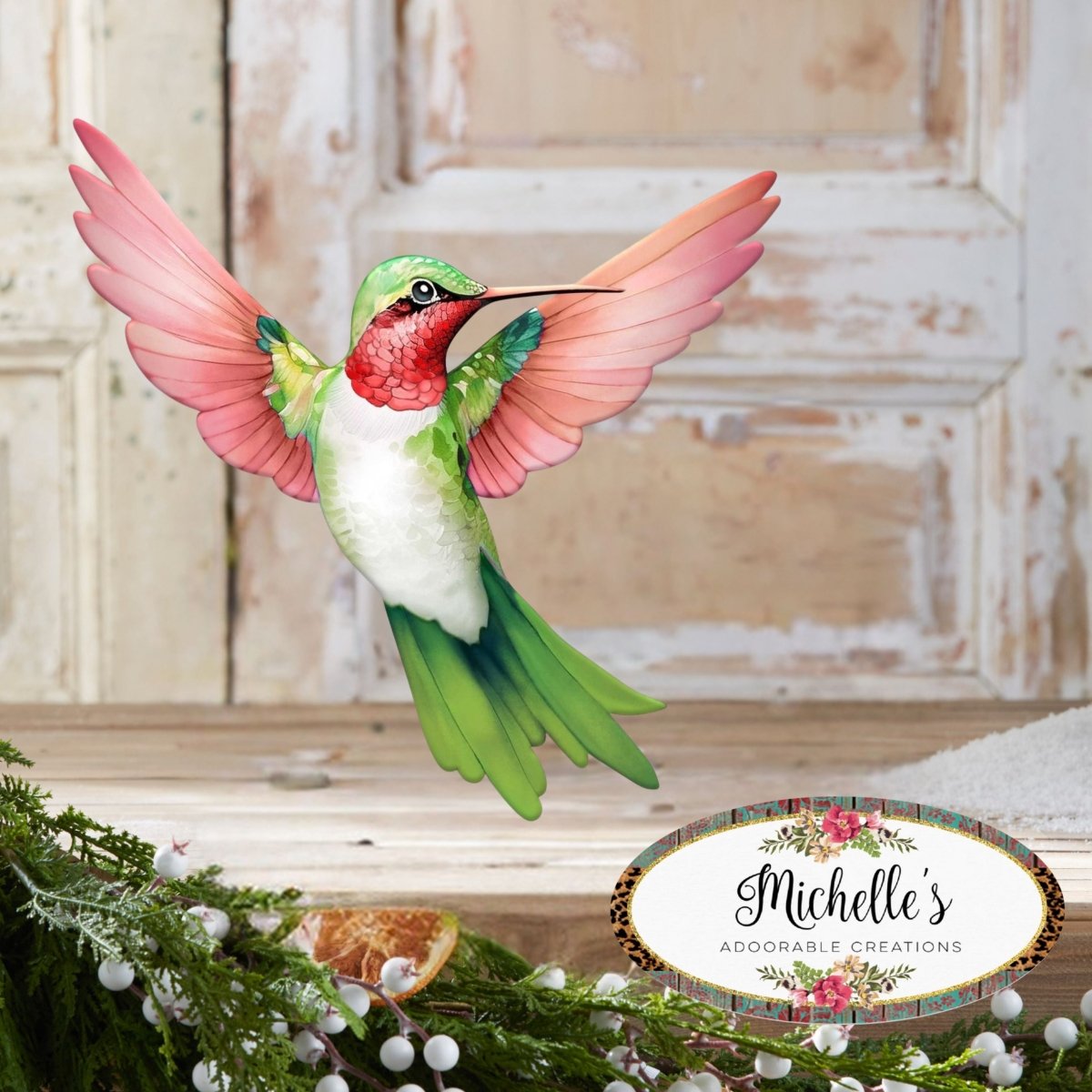 Shop For 12" Metal Embossed Hummingbird Sign: Red/Green
