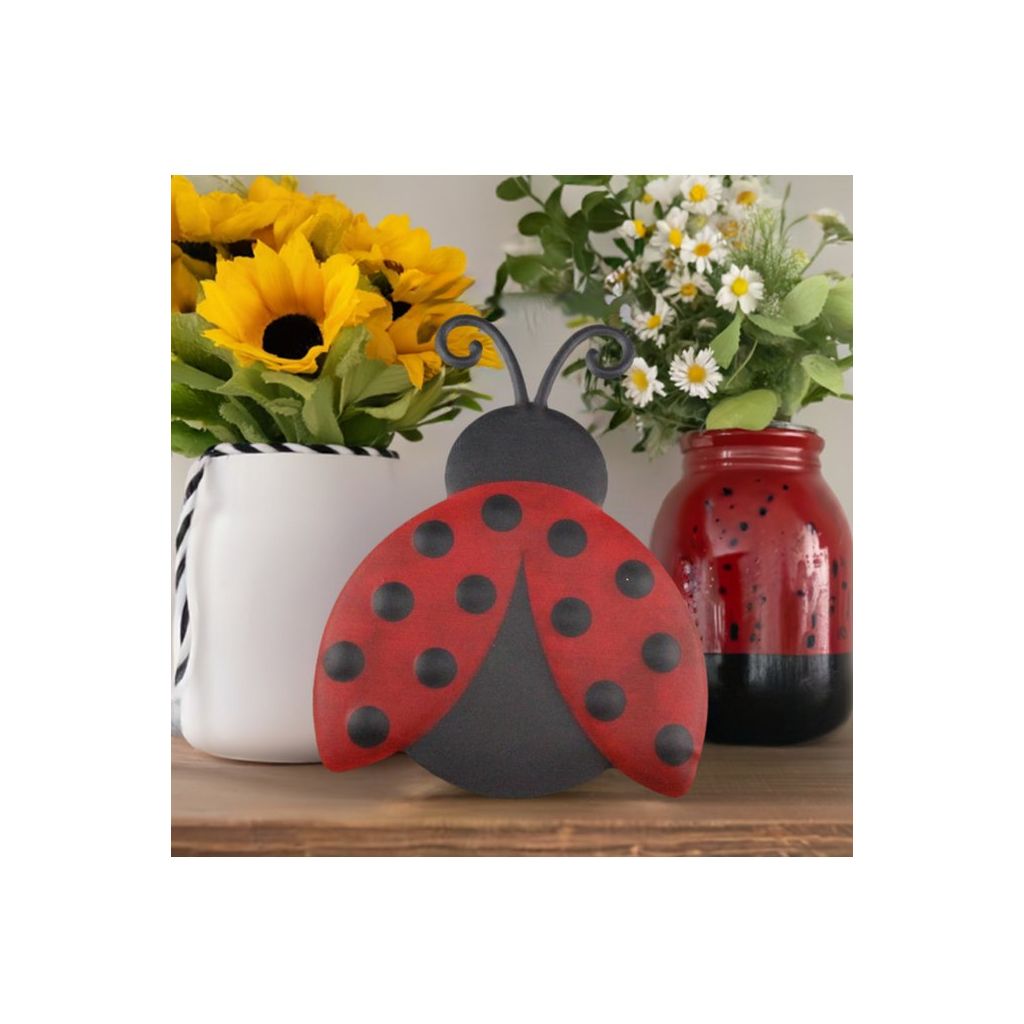Shop For 12" Metal Embossed Ladybug Hanger: Solid at Michelle's aDOORable Creations