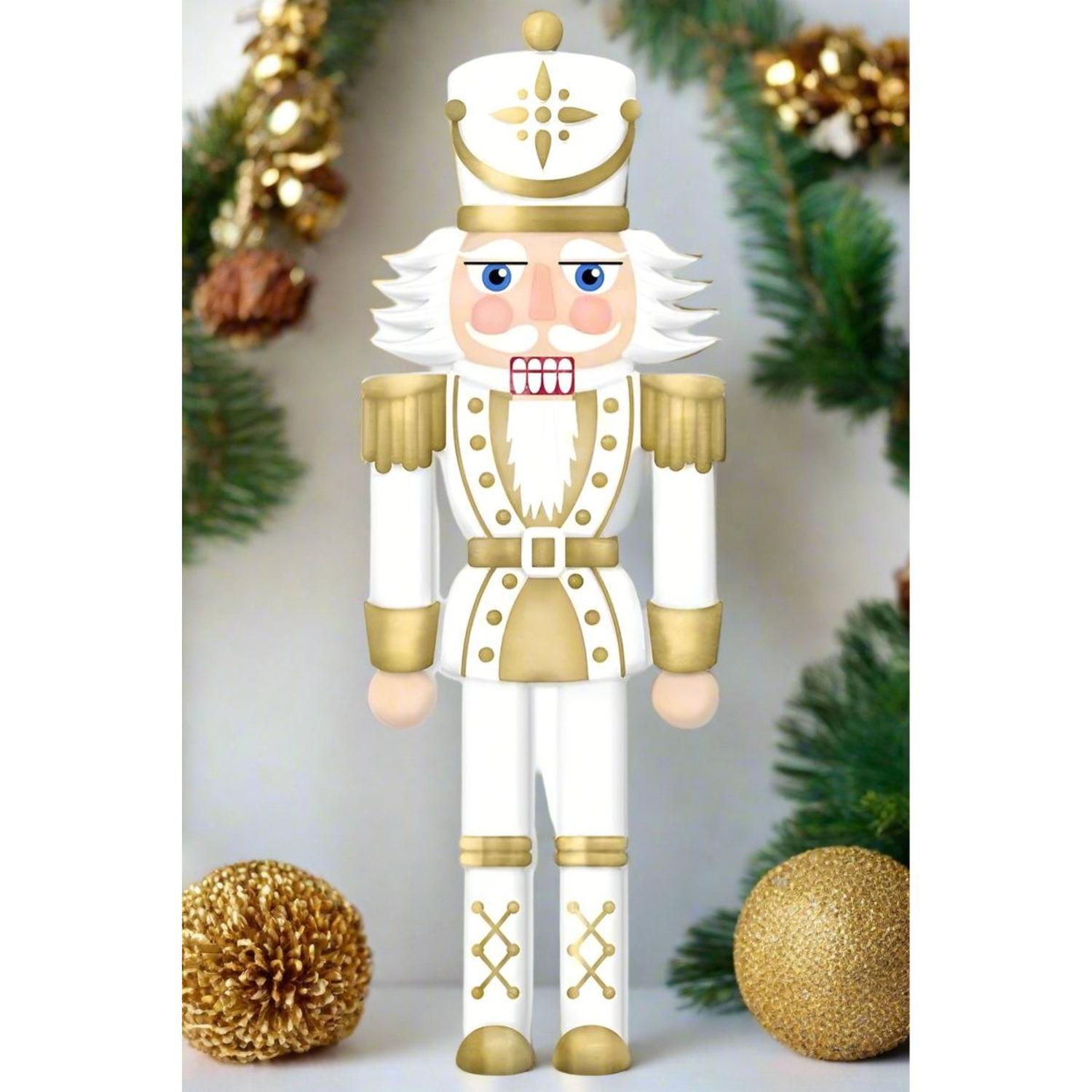 12" Metal Embossed Nutcracker: Gold