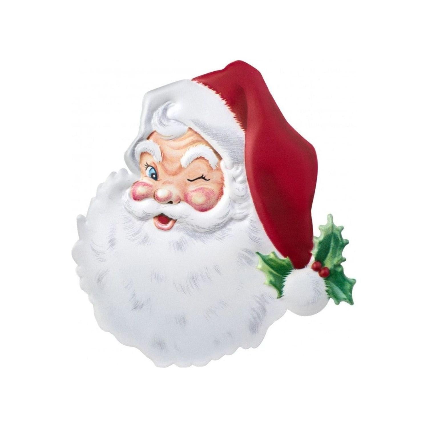 12" Metal Embossed Santa Face