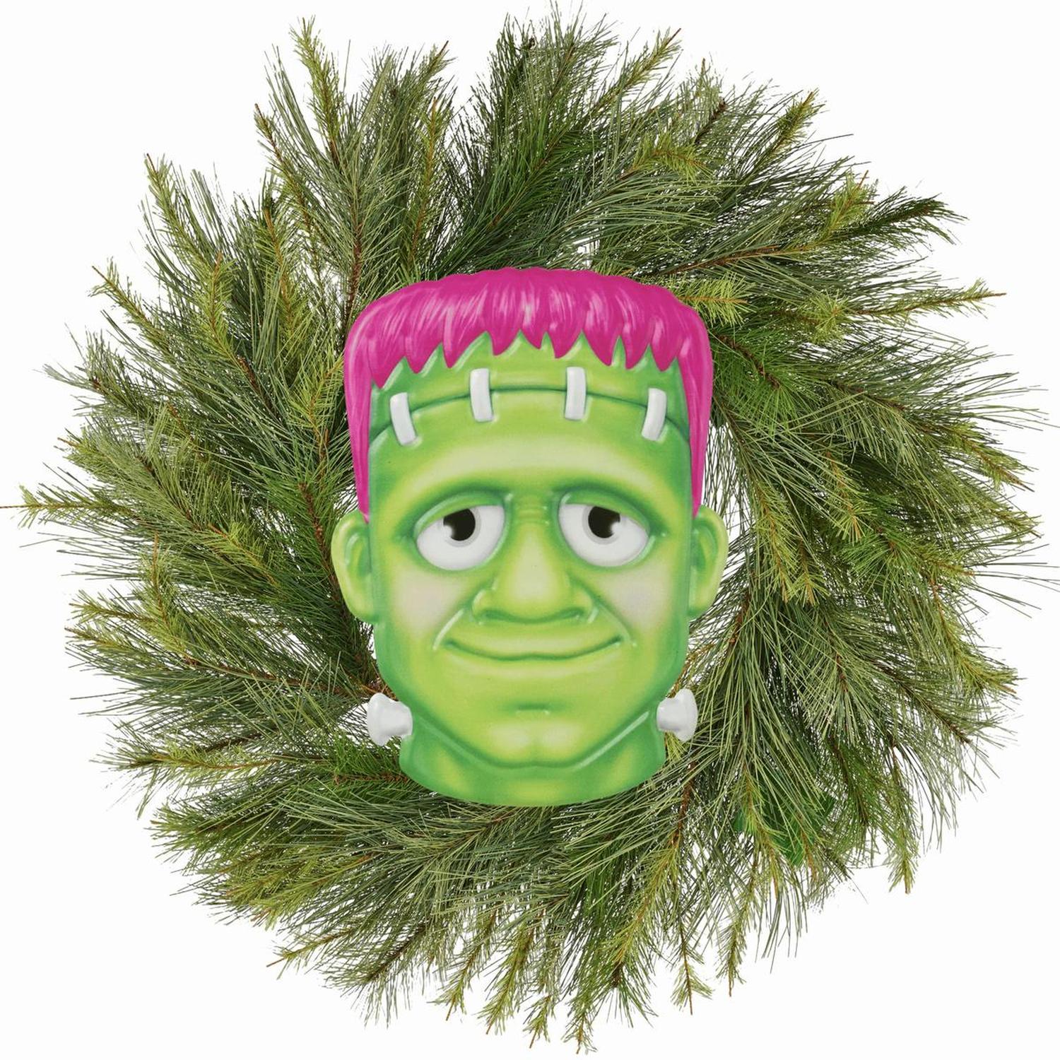 12" Metal Embossed Sign: Frankenstein (Pink)