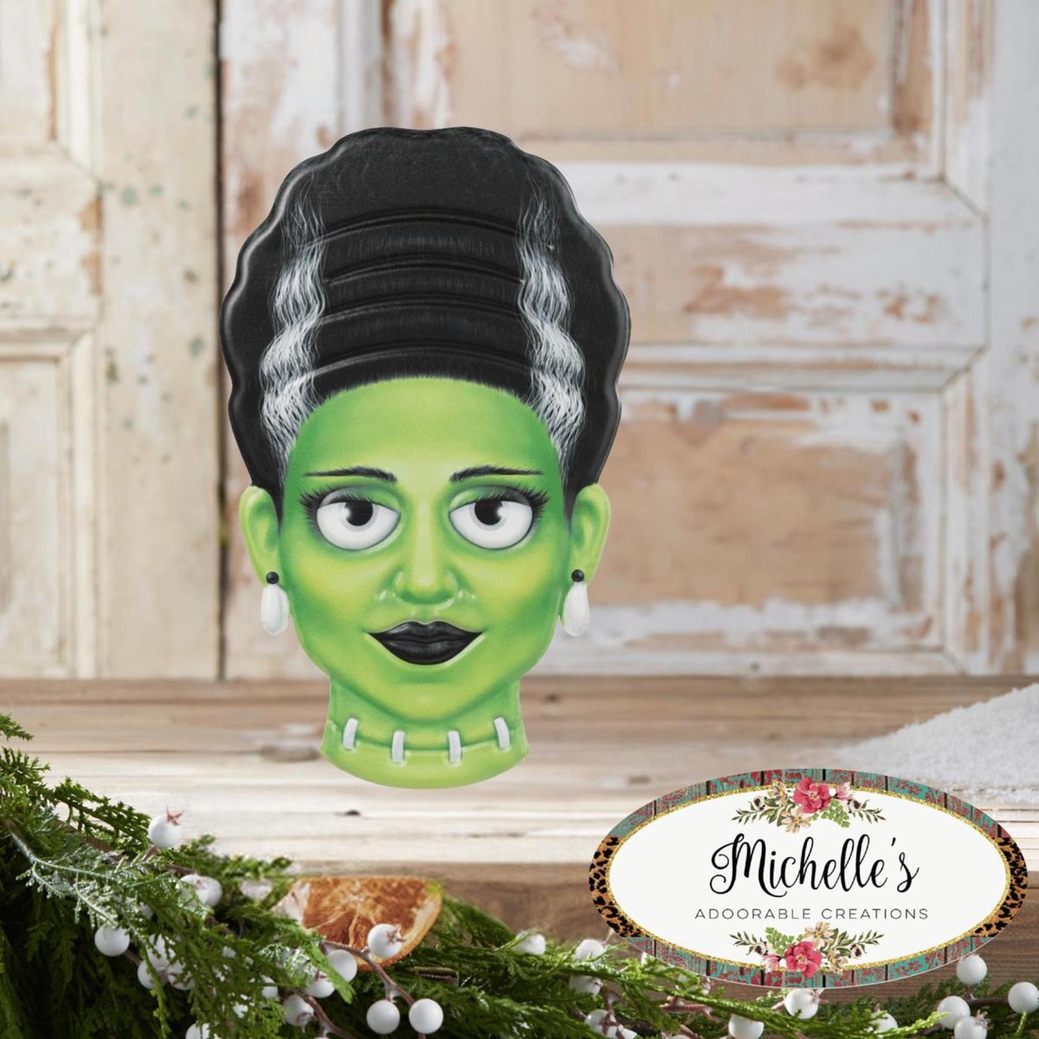 12" Metal Embossed Sign: Mrs. Frankenstein (Green)