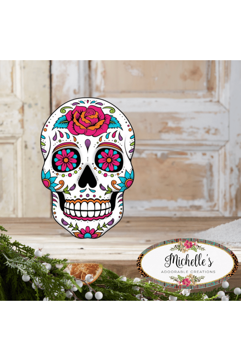 Shop For 12" Metal Embossed Sign: Sugar Skull