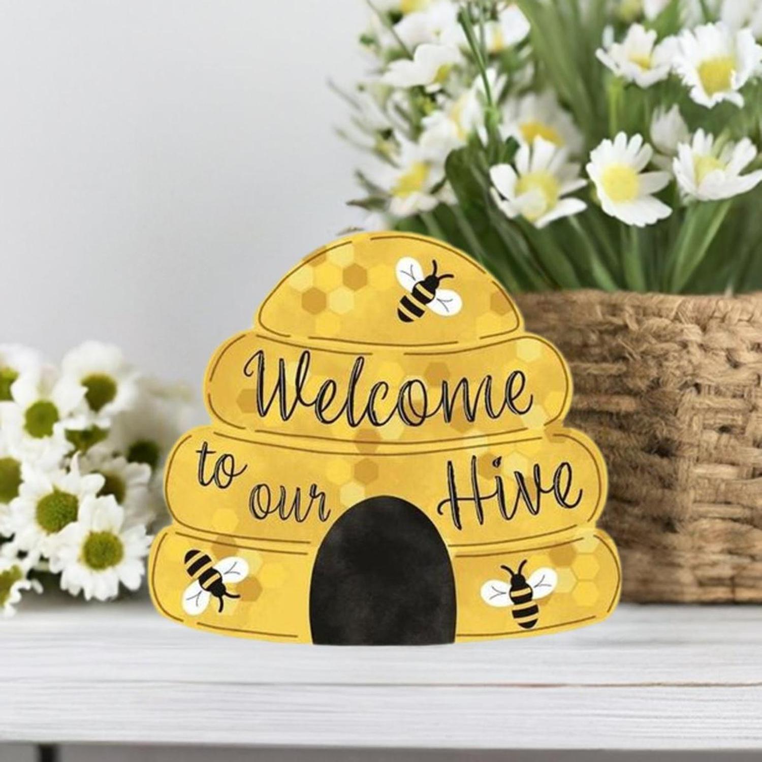 12" Metal Embossed Sign: Welcome To Our Hive