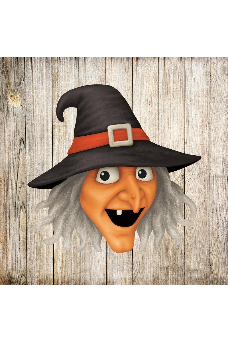 Shop For 12" Metal Embossed Sign: Witch Head (Orange)