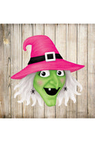 Shop For 12" Metal Embossed Sign: Witch Head (Pink)