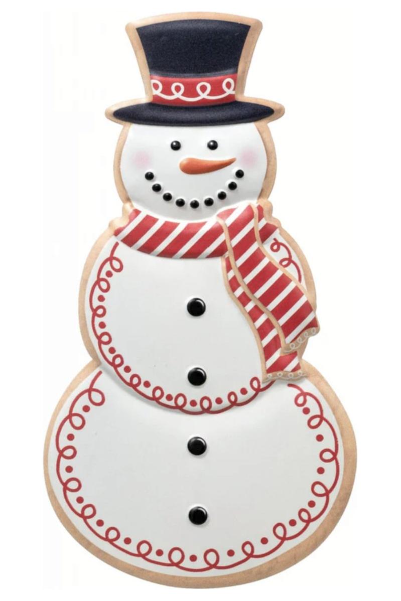 Shop For 12" Metal Embossed Snowman Cookie: Red/White