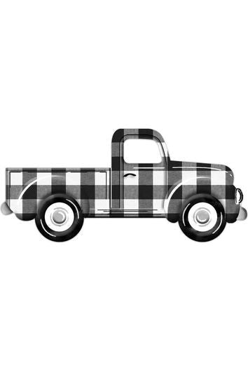 Shop For 12" Metal Embossed Truck: Black/White Check at Michelle's aDOORable Creations