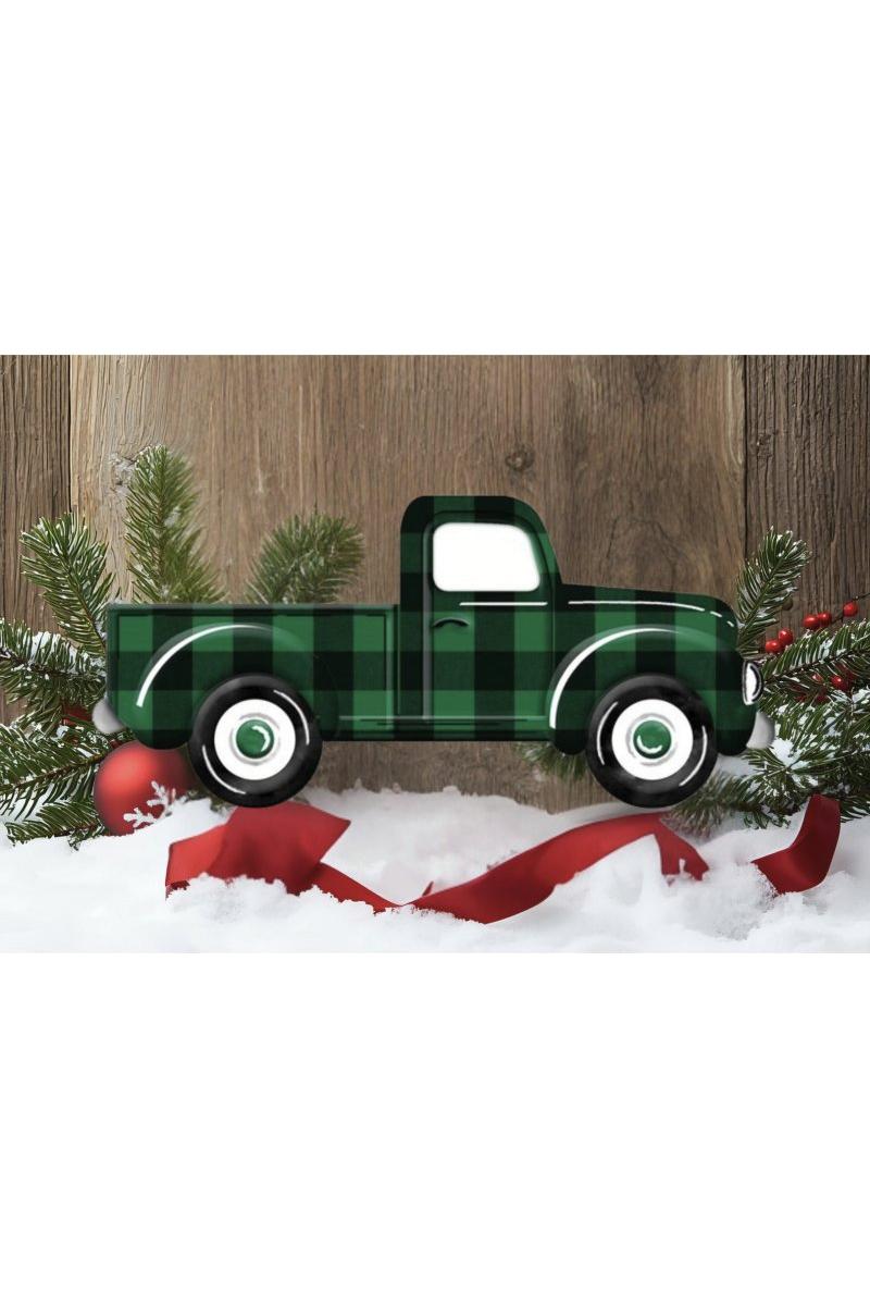 Shop For 12" Metal Embossed Truck: Emerald Green/Black Check