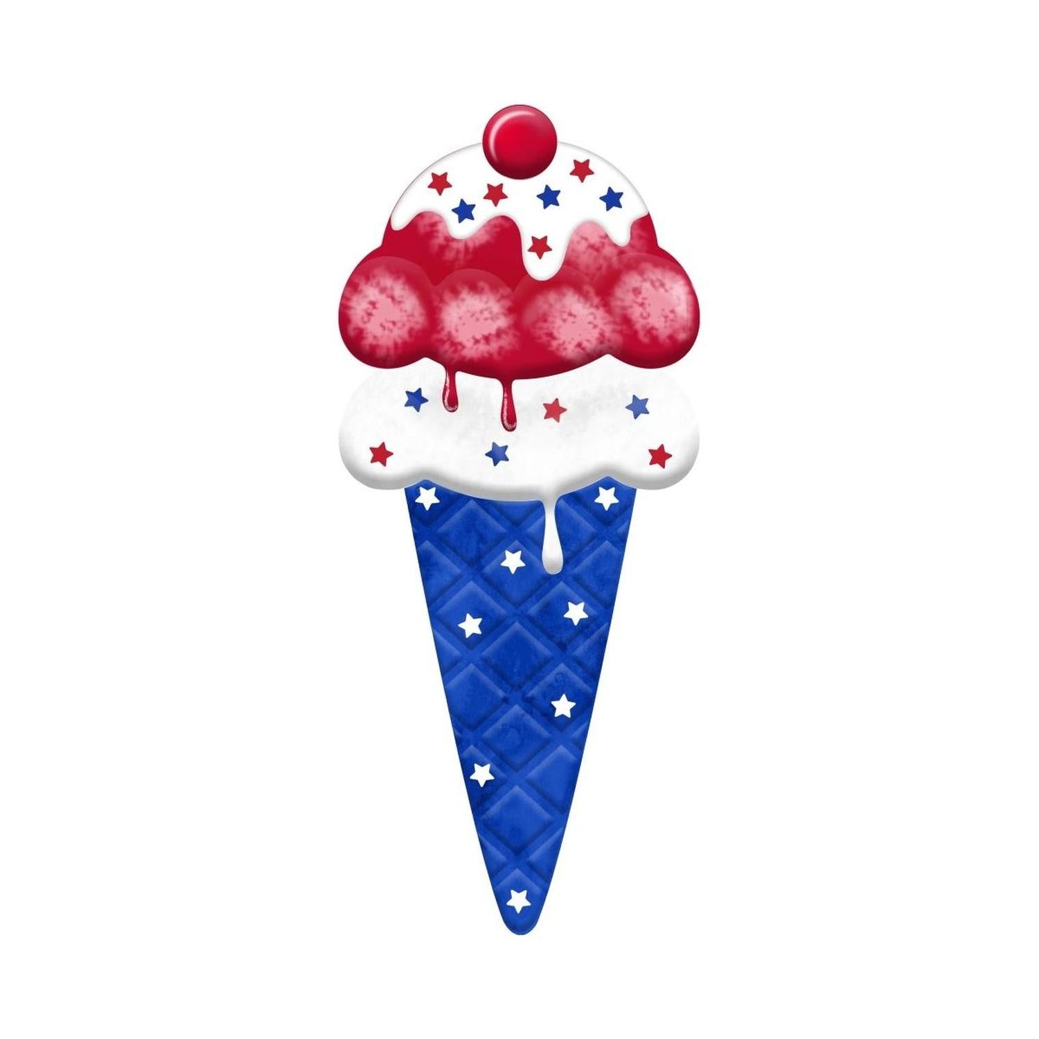 12" Metal Patriotic Ice Cream Cone Sign