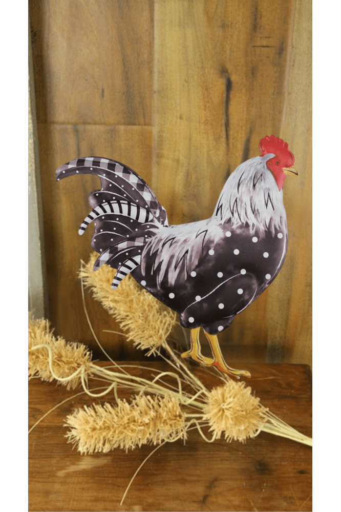 Shop For 12" Metal Rooster Hanger: Black/White Polka Dots