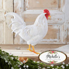 12" Metal Rooster Hanger: White
