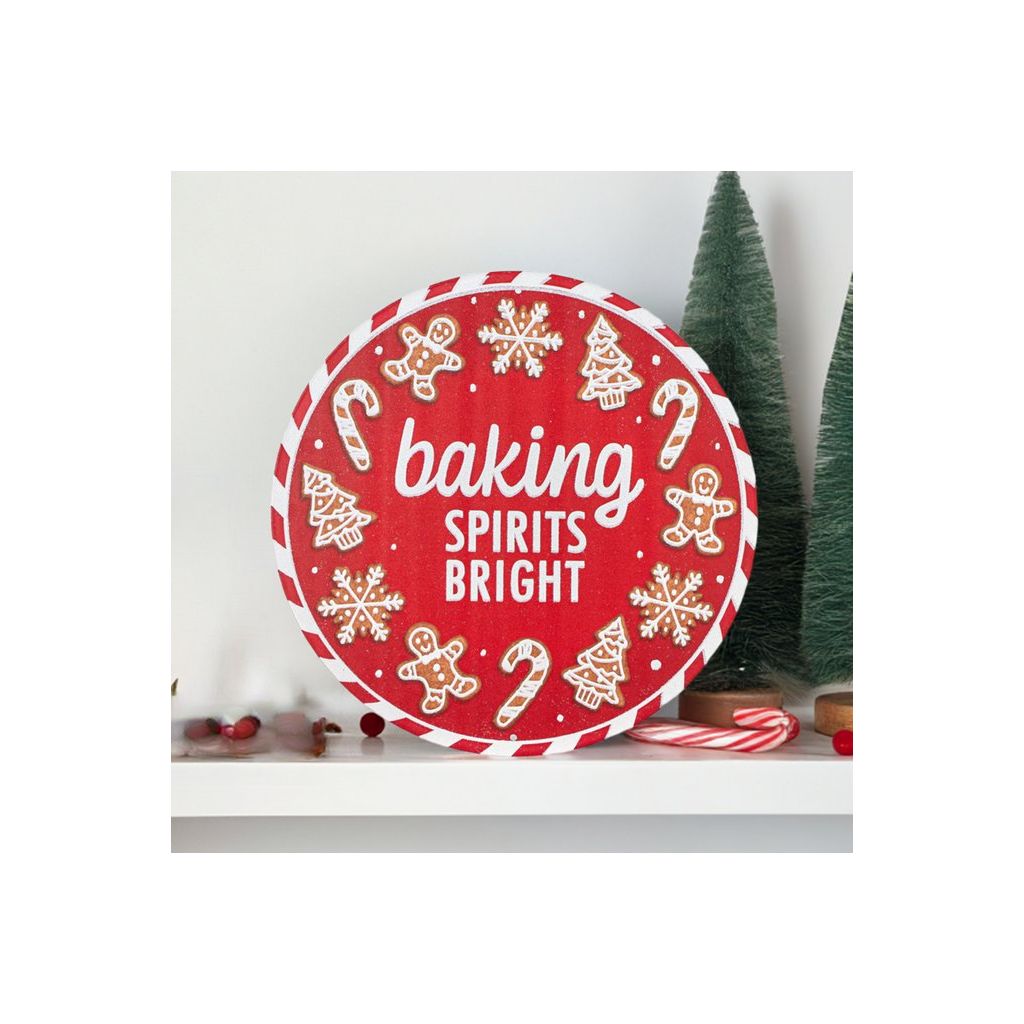 Shop For 12" Metal Round Sign: Baking Spirits Bright