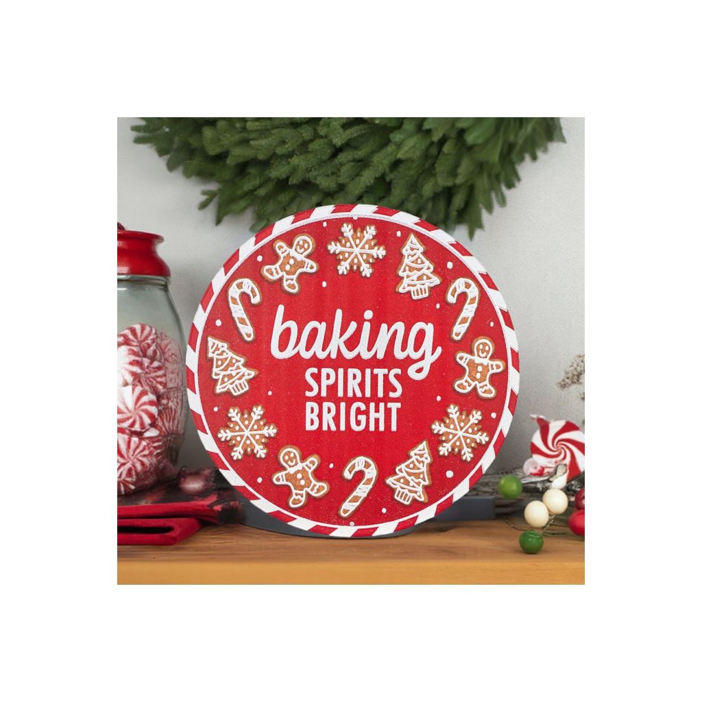 Shop For 12" Metal Round Sign: Baking Spirits Bright