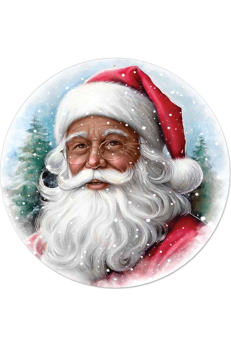 Shop For 12" Metal Round Sign: Dark Skin Santa Portrait