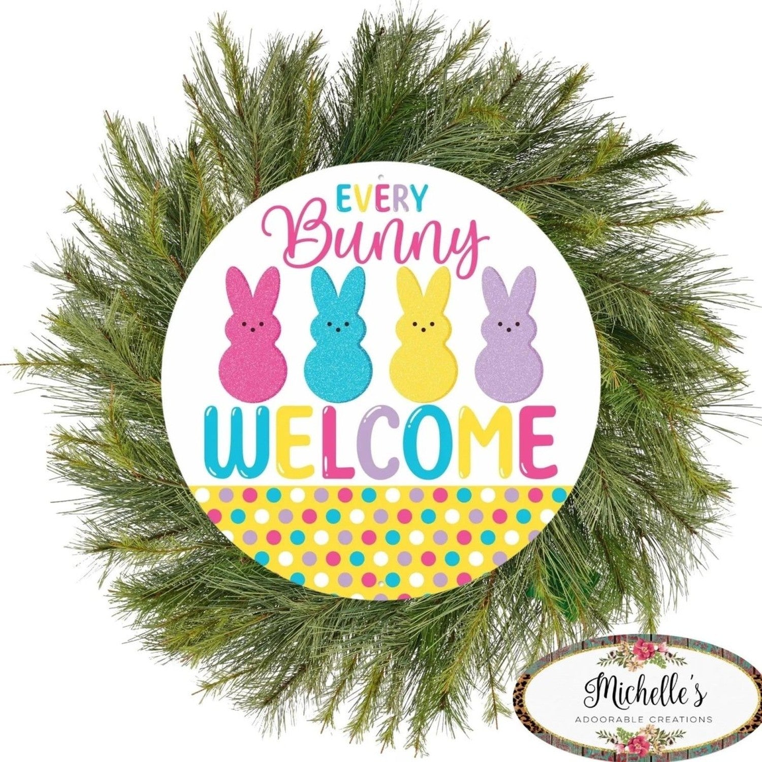 Shop For 12" Metal Round Sign: Glitter Every Bunny Welcome