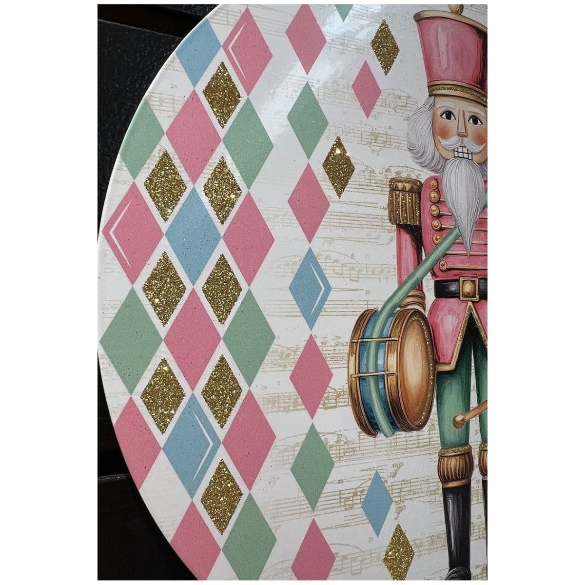 Shop For 12" Metal Round Sign: Glitter Pastel Nutcracker