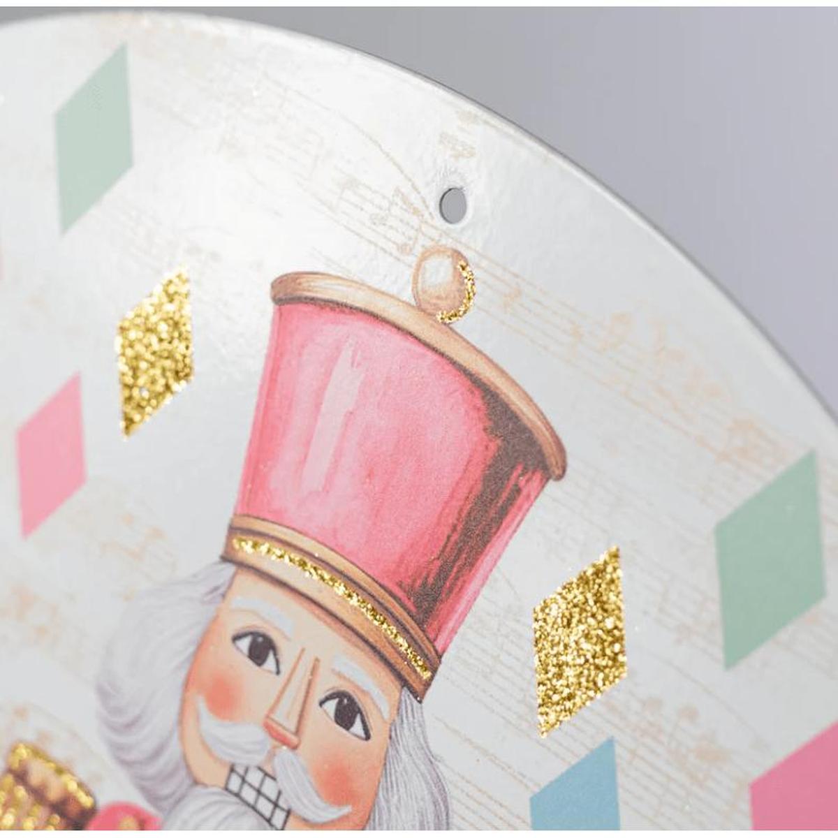Shop For 12" Metal Round Sign: Glitter Pastel Nutcracker