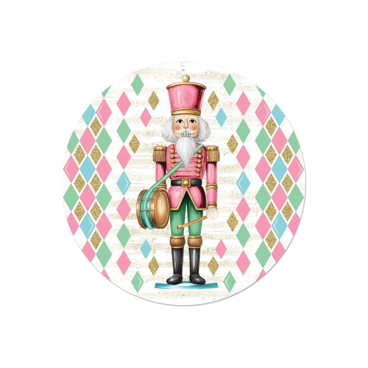 Shop For 12" Metal Round Sign: Glitter Pastel Nutcracker
