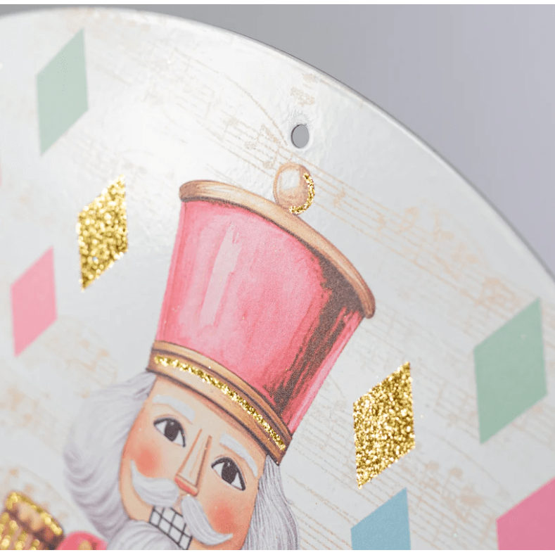 Shop For 12" Metal Round Sign: Glitter Pastel Nutcracker