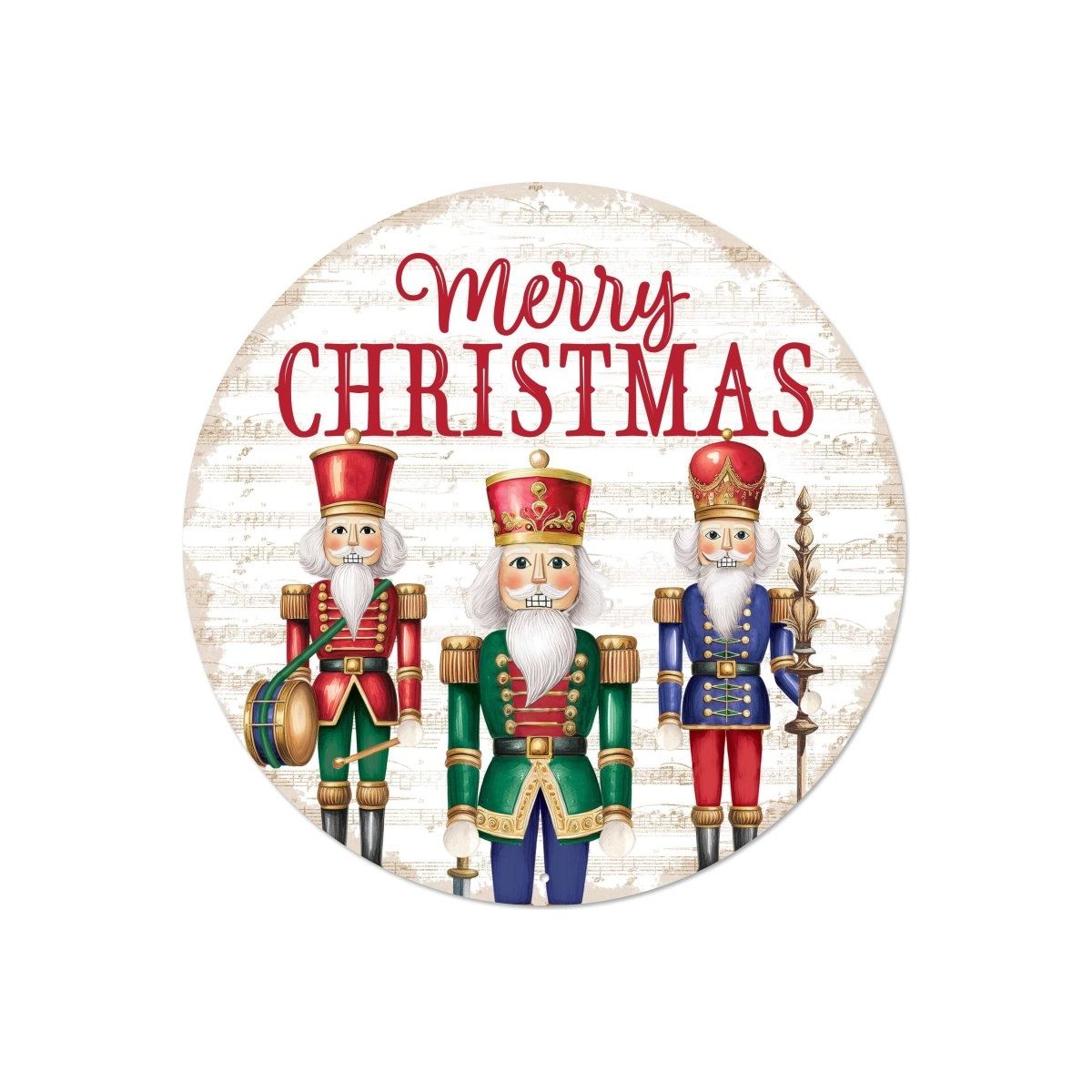 Shop For 12" Metal Round Sign: Nutcracker Merry Christmas