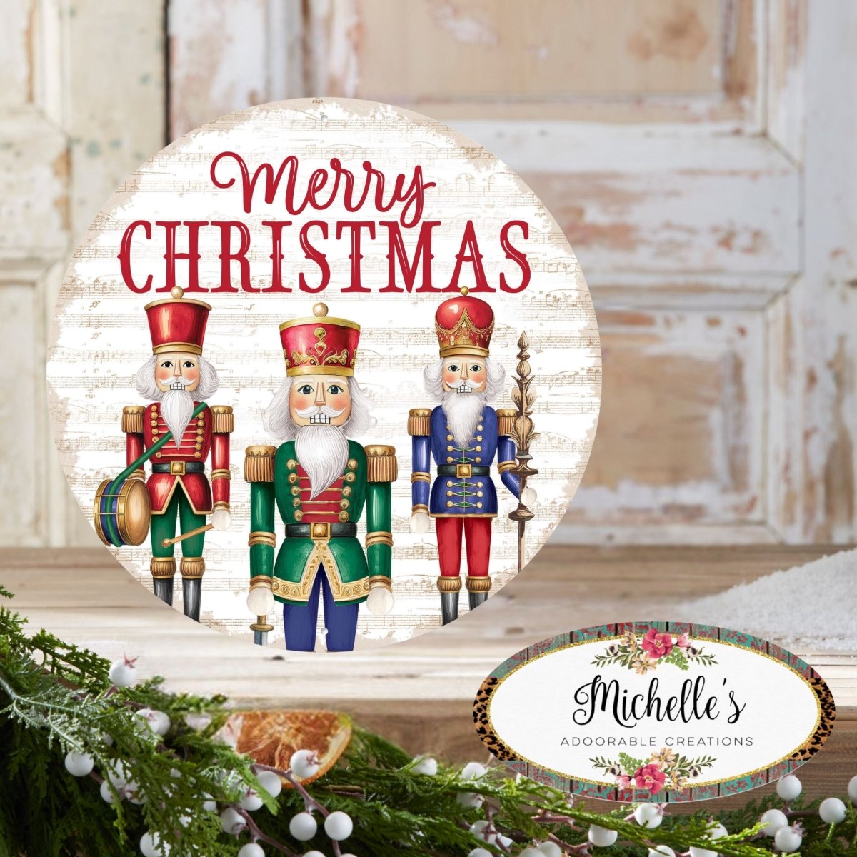 Shop For 12" Metal Round Sign: Nutcracker Merry Christmas