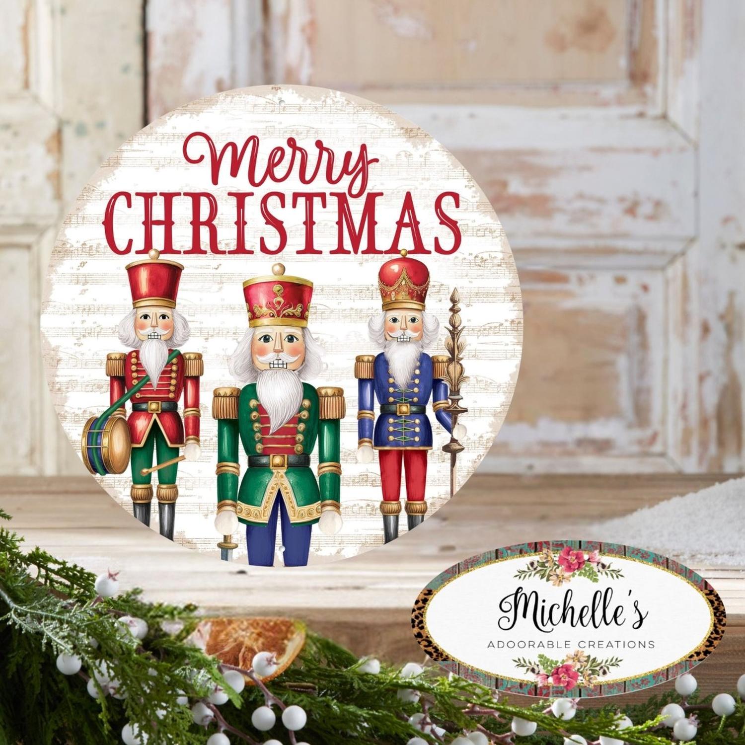 Shop For 12" Metal Round Sign: Nutcracker Merry Christmas