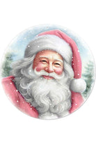 Shop For 12" Metal Round Sign: Pink Santa Portrait