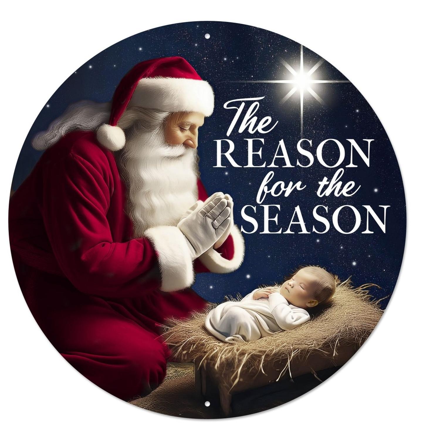 12" Metal Round Sign: Reason For The Season