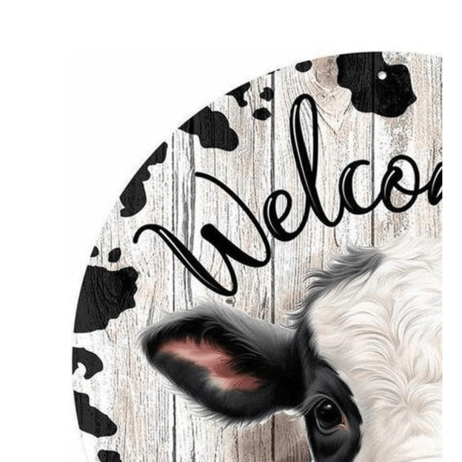 Shop For 12" Metal Round Sign: Welcome Black Calf