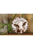 Shop For 12" Metal Round Sign: Welcome Brown Calf