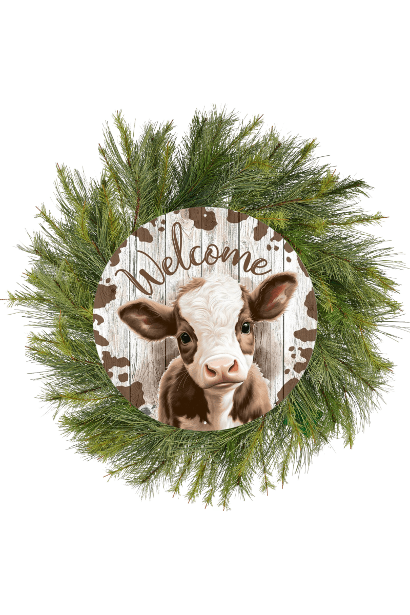 Shop For 12" Metal Round Sign: Welcome Brown Calf