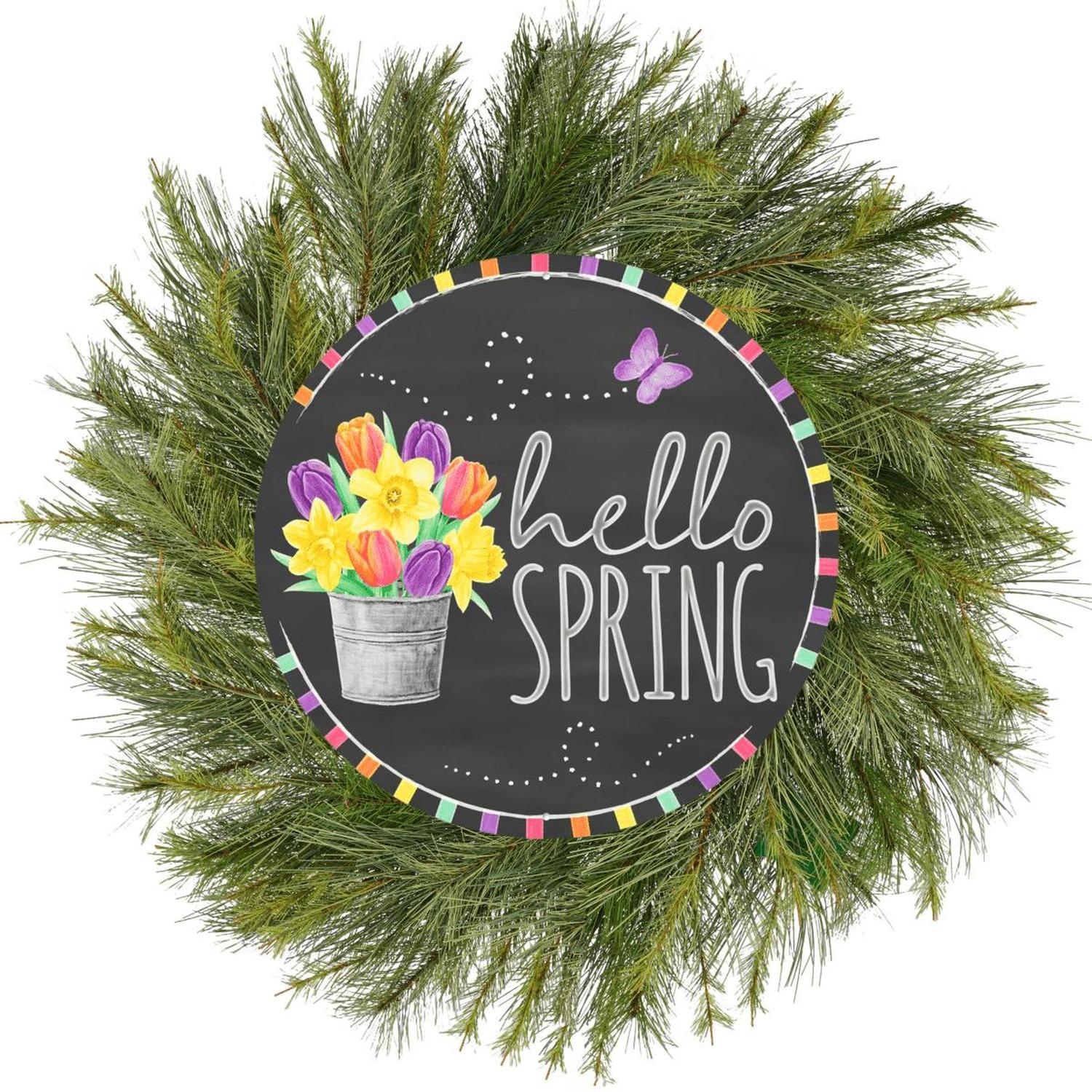 12" Metal Sign: Hello Spring