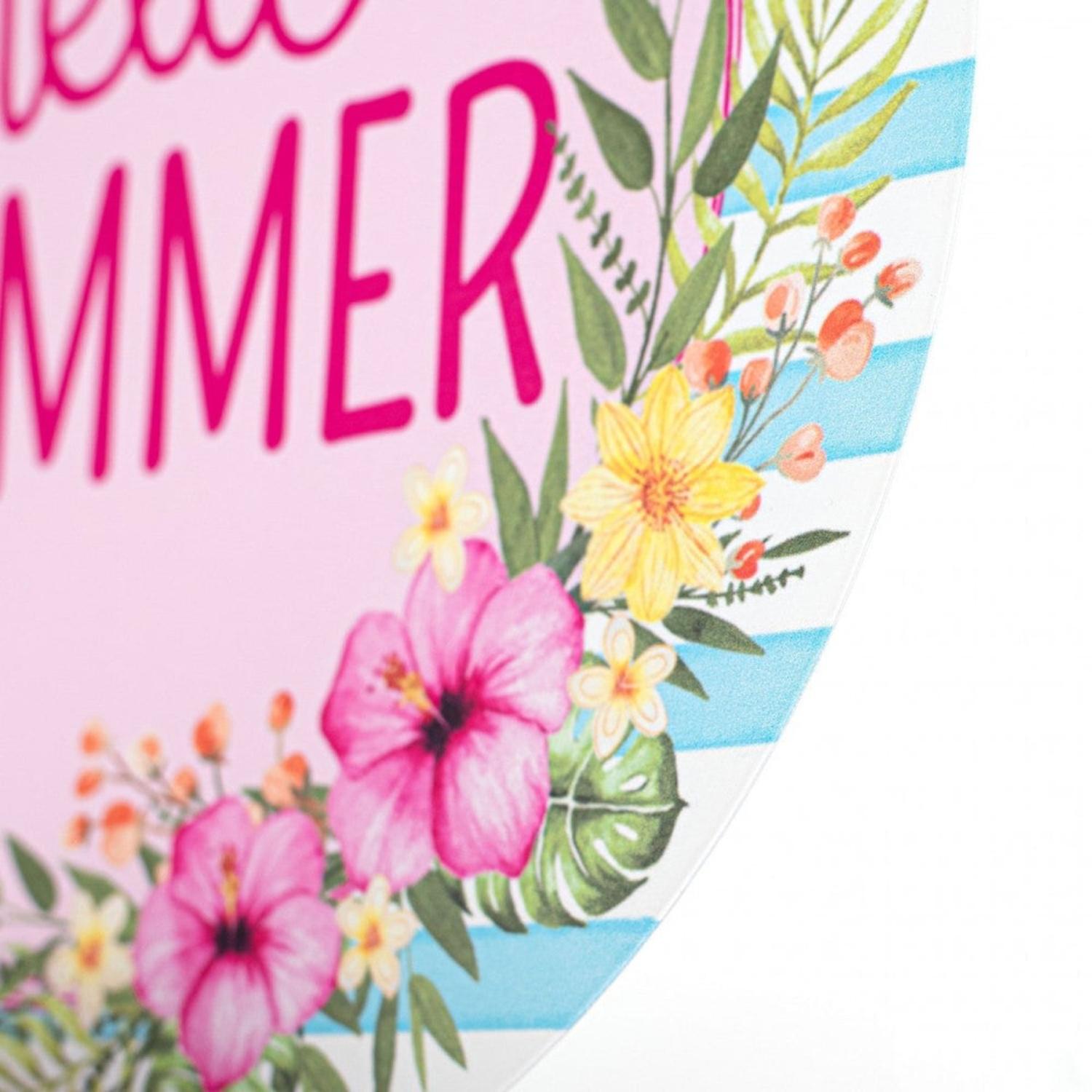 12" Metal Sign: Hello Summer Floral