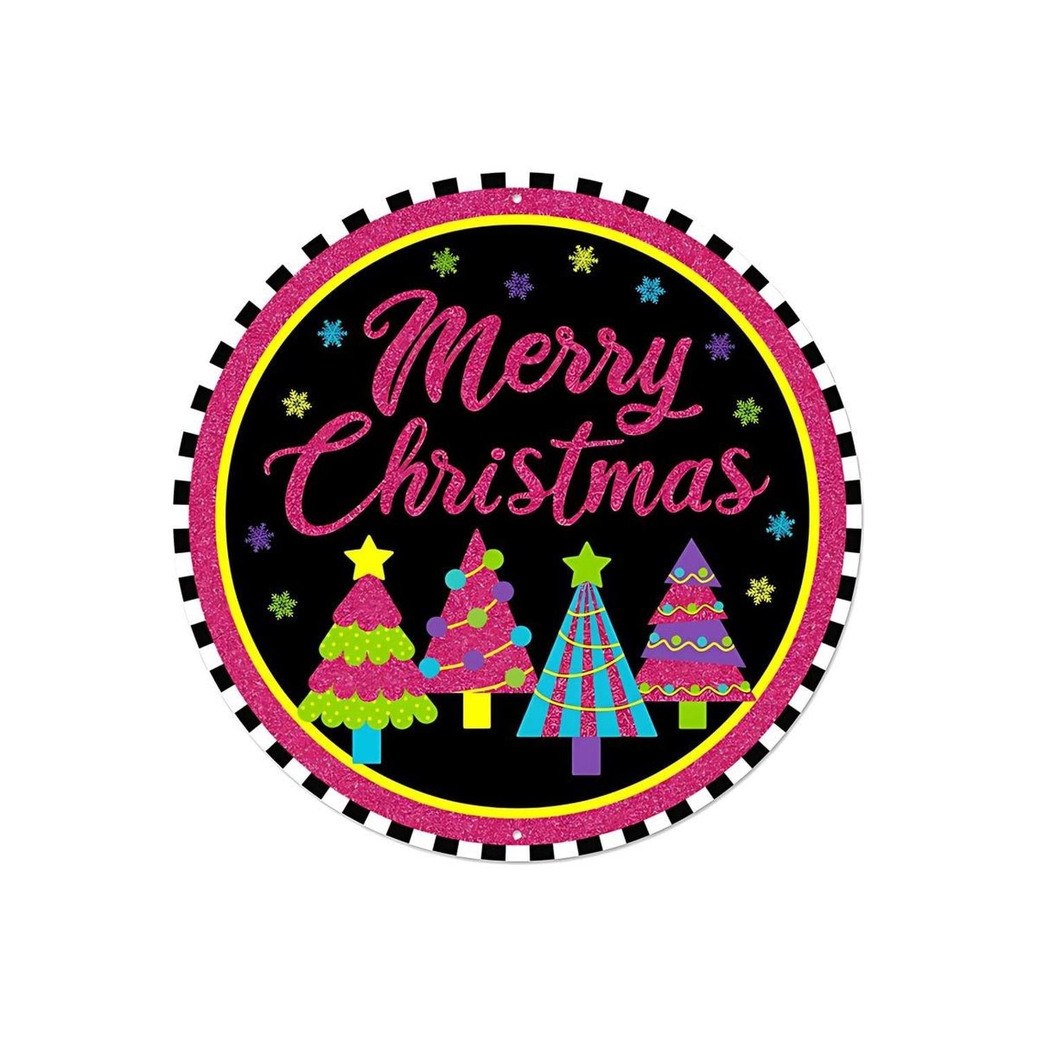 12" Metal Sign: Merry Bright Christmas