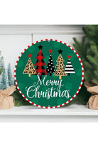 Shop For 12" Metal Sign: Plaid Trees Merry Christmas MD0745